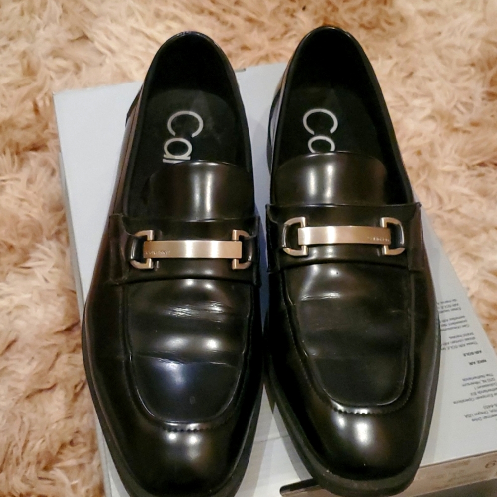 Calvin Klein black leather loafers